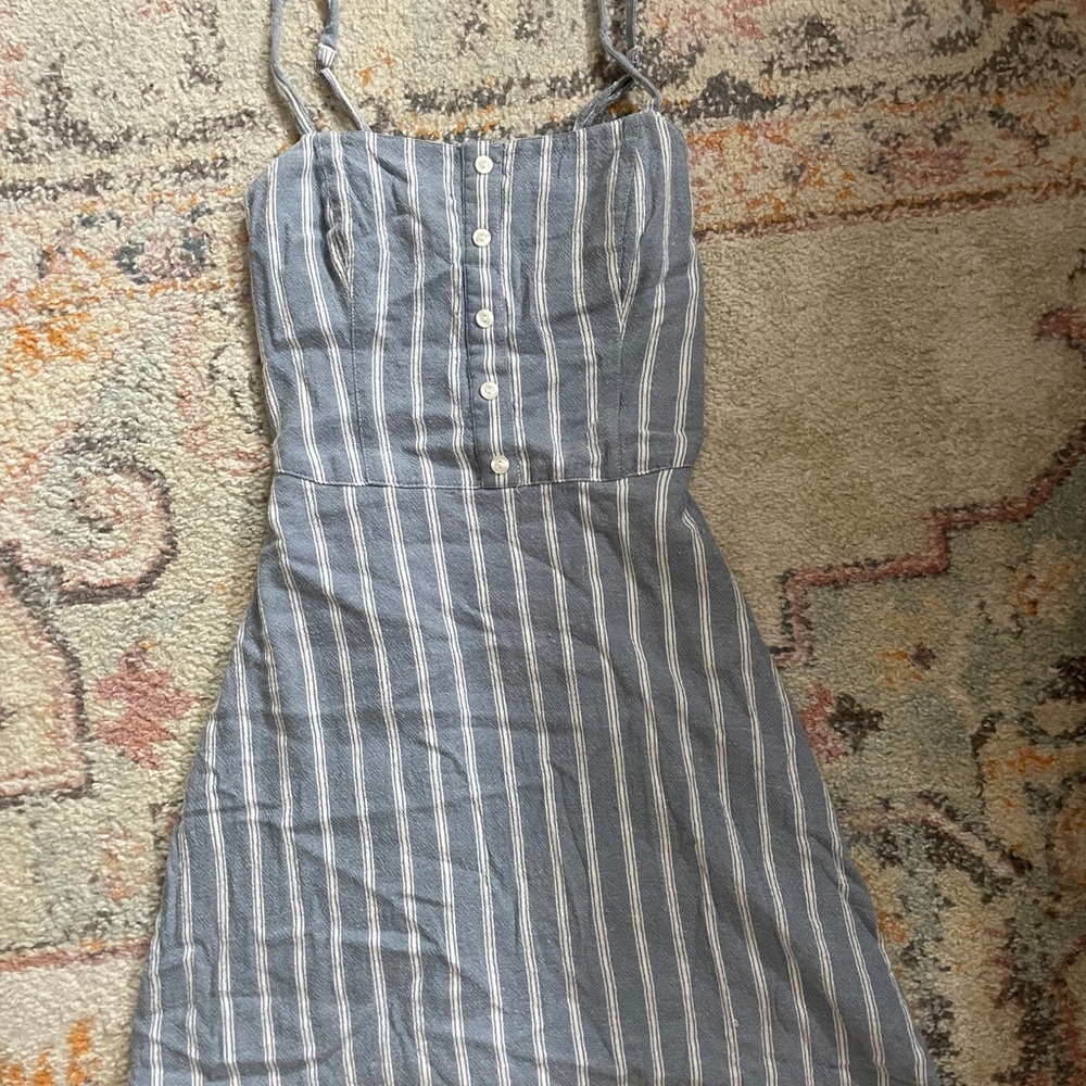 Hollister Blue and White Striped Midi Dress